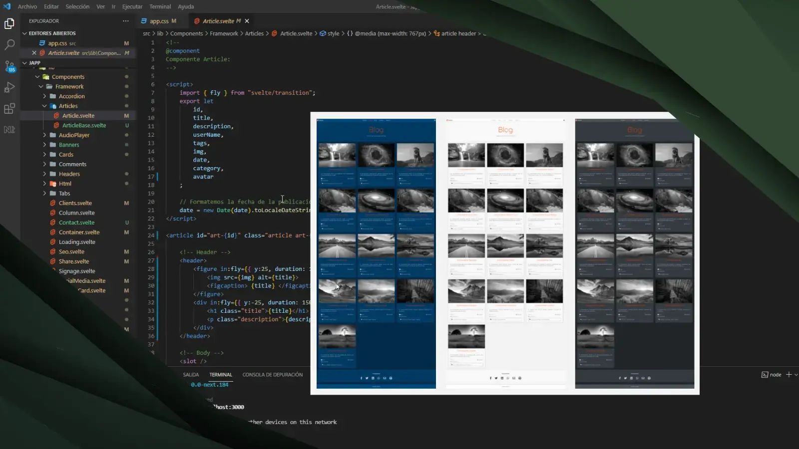 Esbelto, a component-based web blog