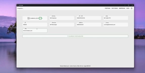 Company settings in Facturapp