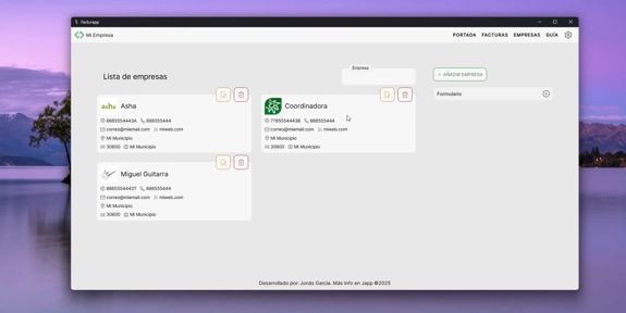 Company list in Facturapp