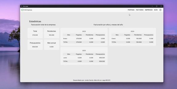 Billing statistics in Facturapp